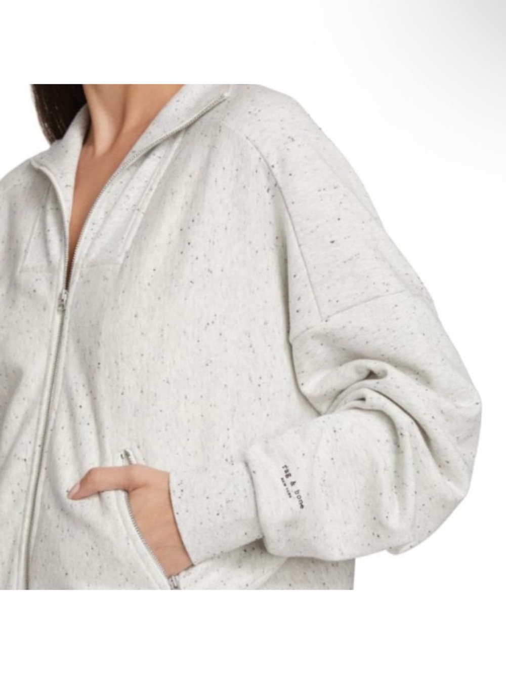 Rag & Bone City 100% Organic Cotton Zip Jacket Sweatshirt Heather Gray Size XS